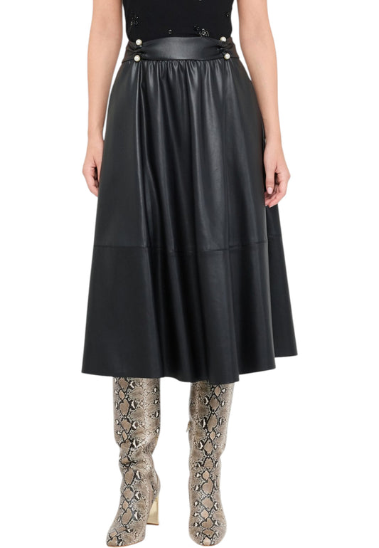 Gonna Midi Donna Liu Jo In Pelle Sintetica  CF5015E0624