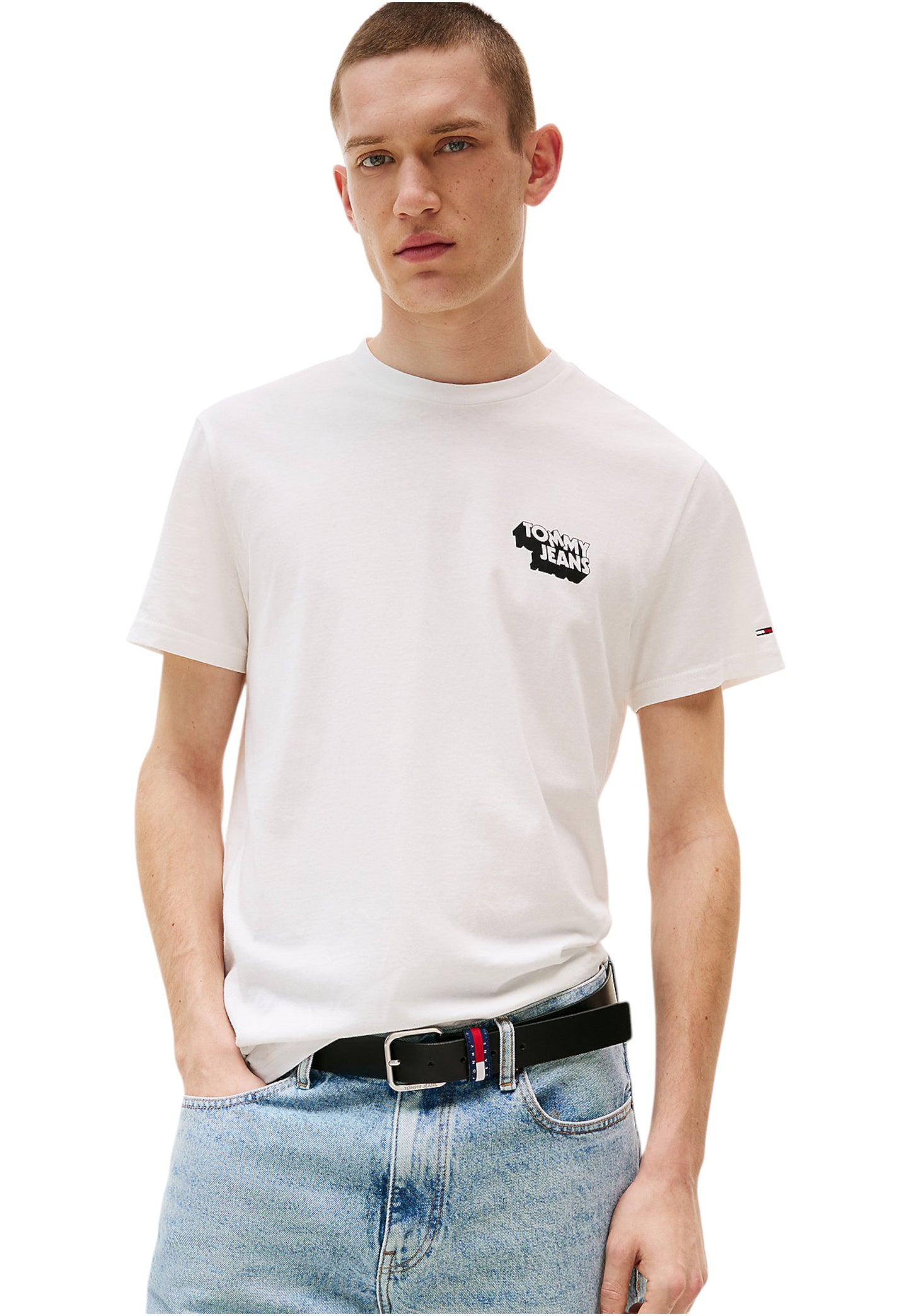 T-Shirt Manica Corta Uomo Tommy Jeans Tjm Slim Stack Logo DM0DM21539