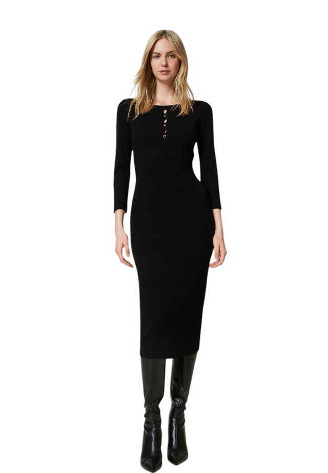 Vestito Midi Donna Twinset In Maglia Con Motivo Aperture 242TP3313