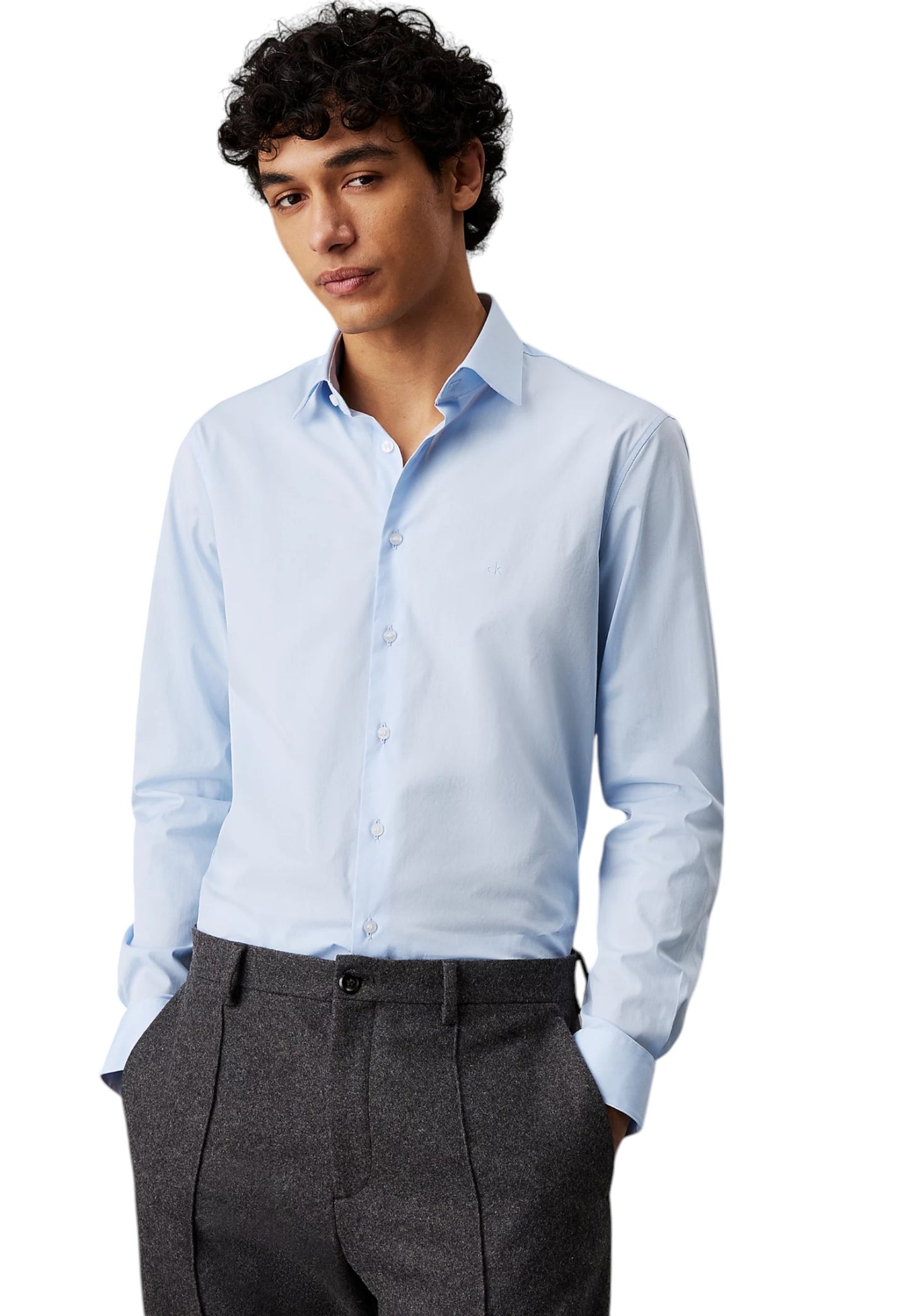 Camicia Manica lunga Uomo Calvin klein  Poplin Stretch Regular