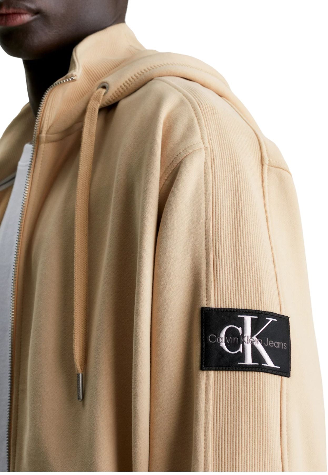 Felpa Con Zip Uomo Calvin klein Jeans Con Cappuccio Badge Hwk J30J324956