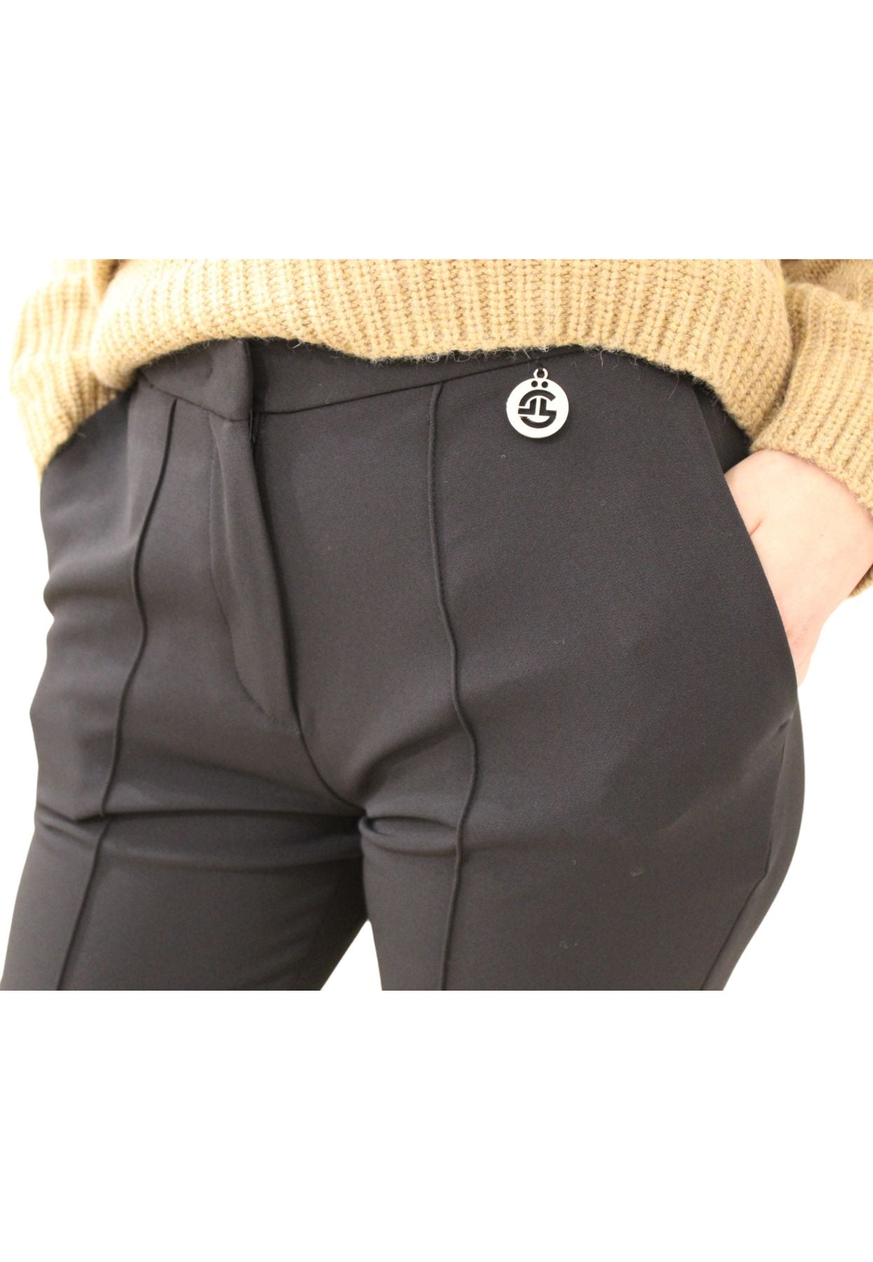 Pantaloni Donna Gaelle Sigaretta In Cady Con Spacchetti E Flag GBDP18877