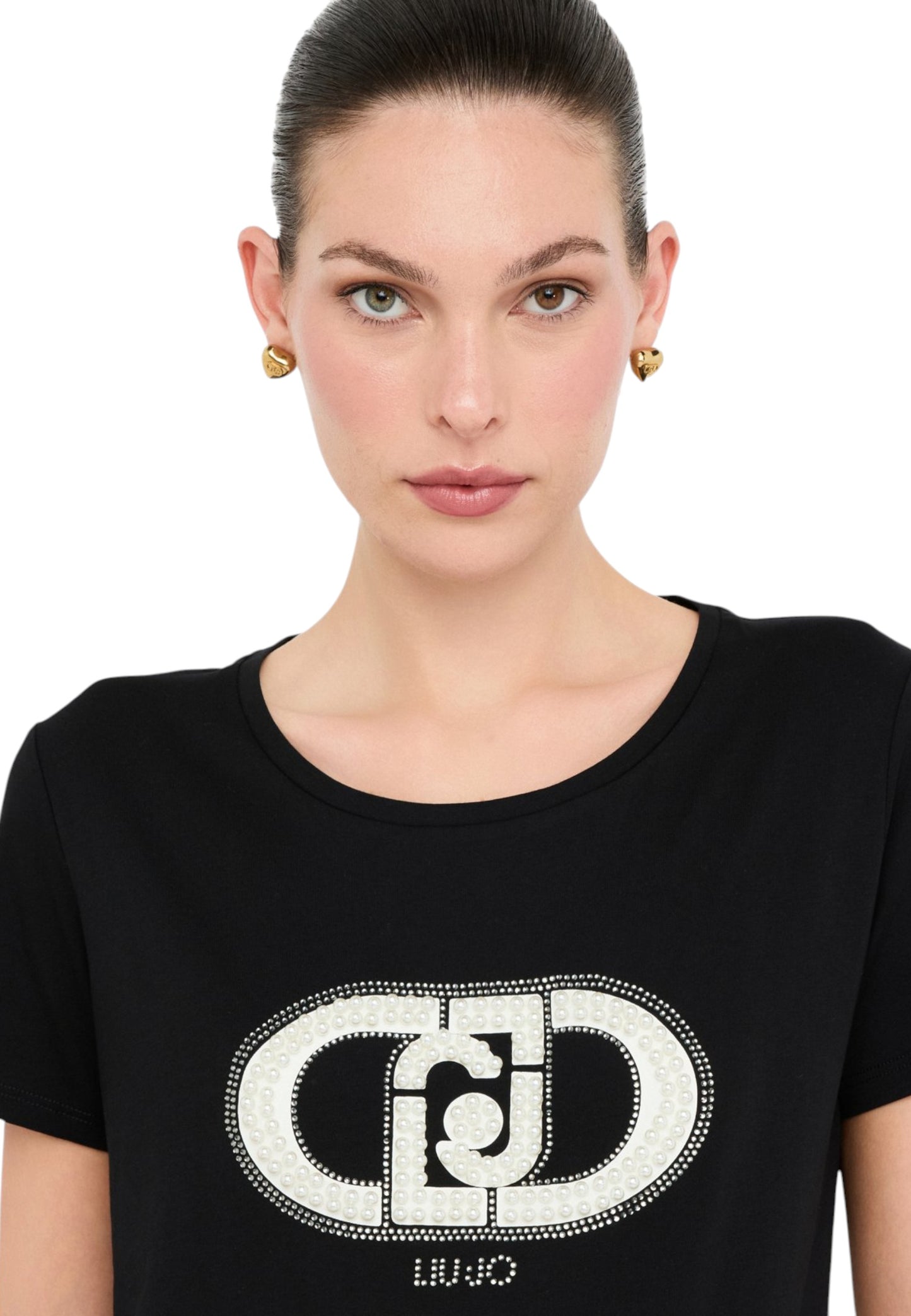 T-Shirt Manica Corta Donna Liu Jo Monogram Pearl TF5280JS923