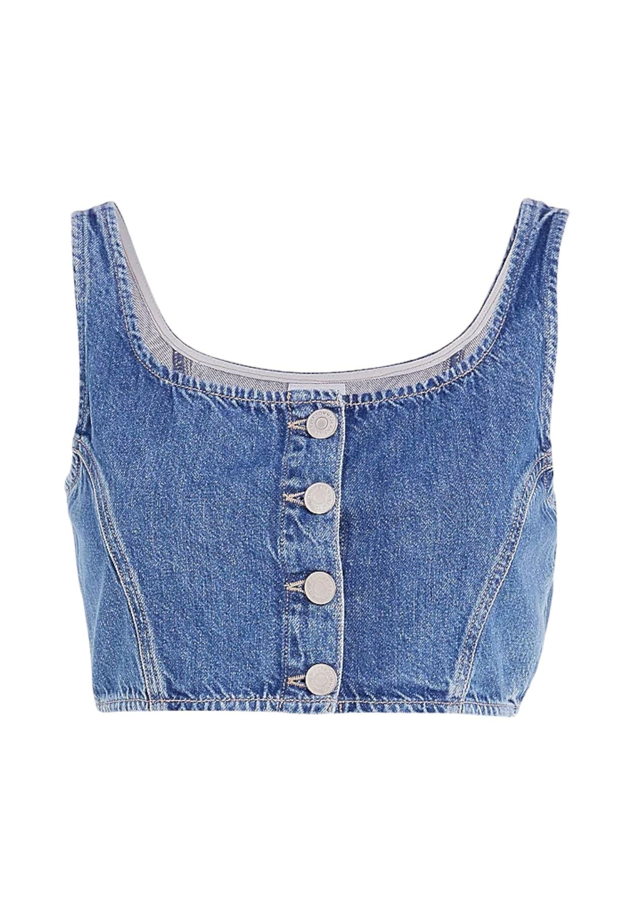 Top Senza Maniche Donna Tommy Jeans In Jeans Cropped Top Bf Bg5031 DW0DW15646