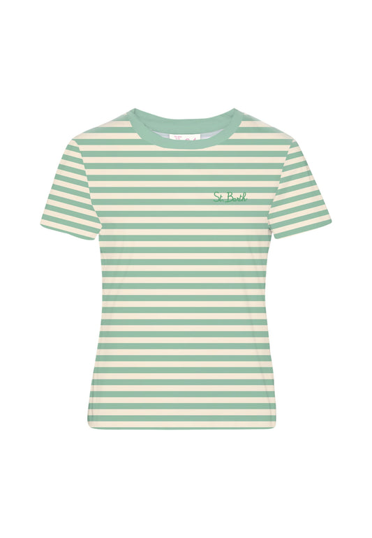 T-Shirt Manica Corta Donna Mc2 Saint Barth Stripes Embroidery Emilie EMI0001