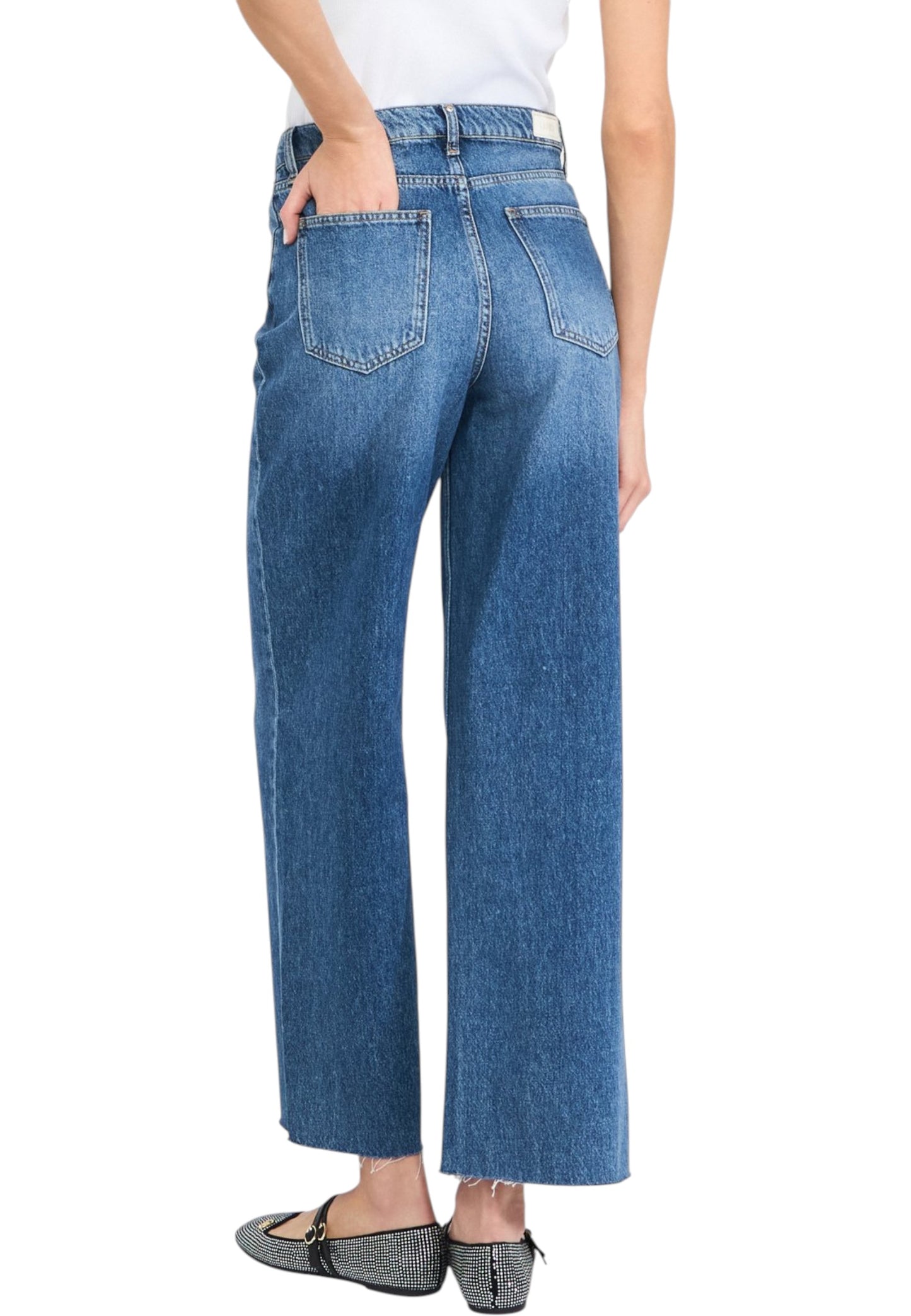 Jeans Wide Leg Donna Liu Jo Vita Bassa Bone UF5139D0287