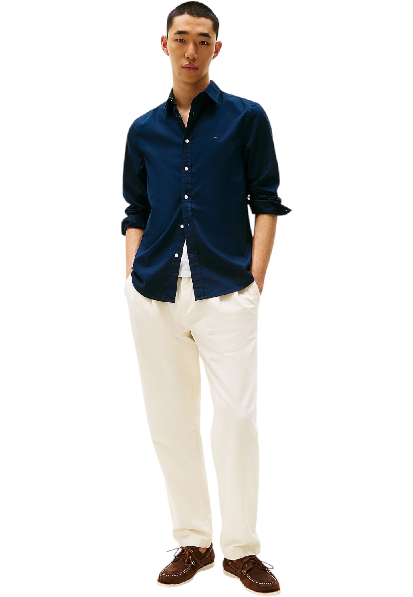 Camicia Manica lunga Uomo Tommy Hilfiger  Flex Poplin Kent Col