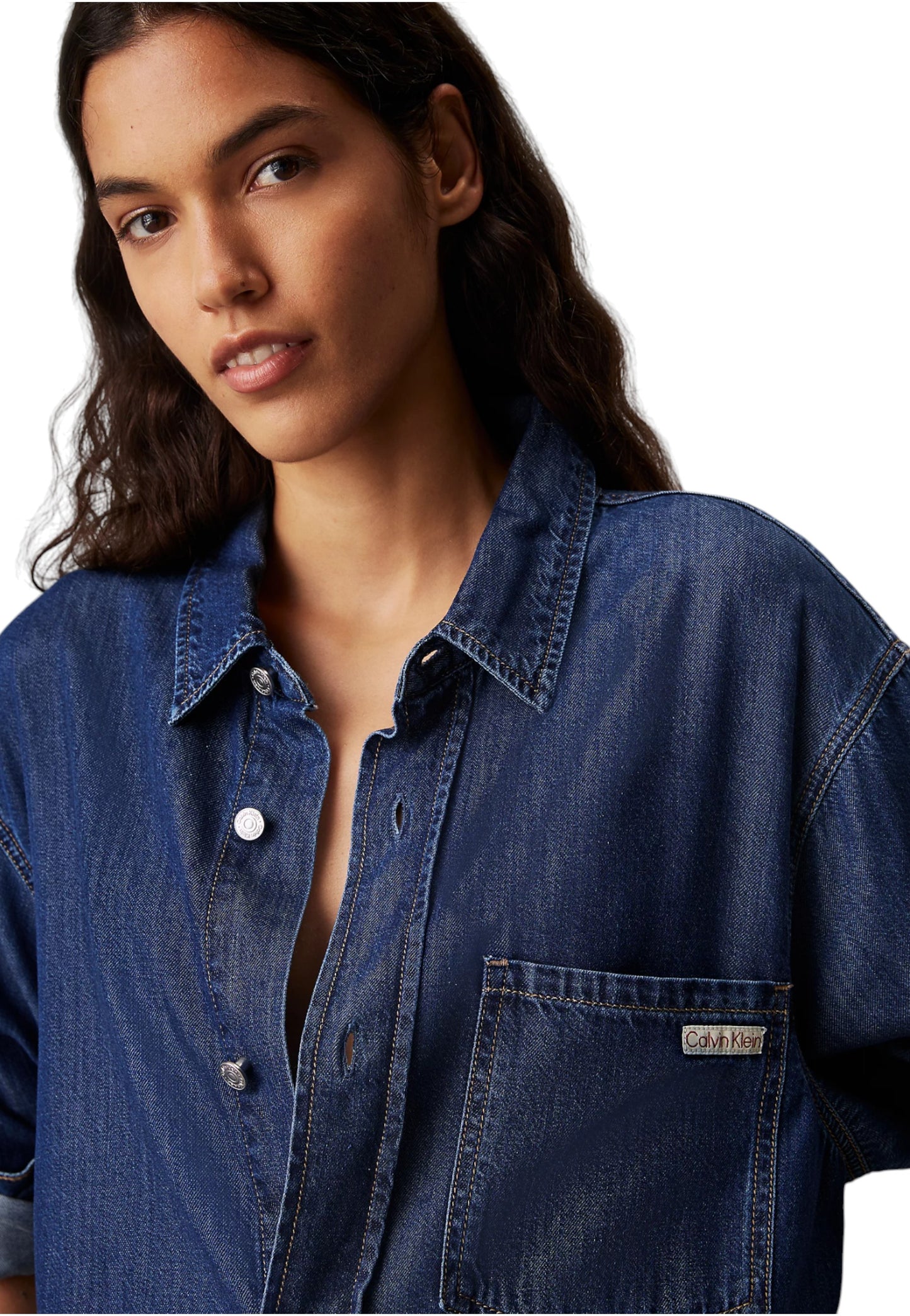 Vestito Corto Donna Calvin klein Jeans Chemiser Lyocell Belted Denim