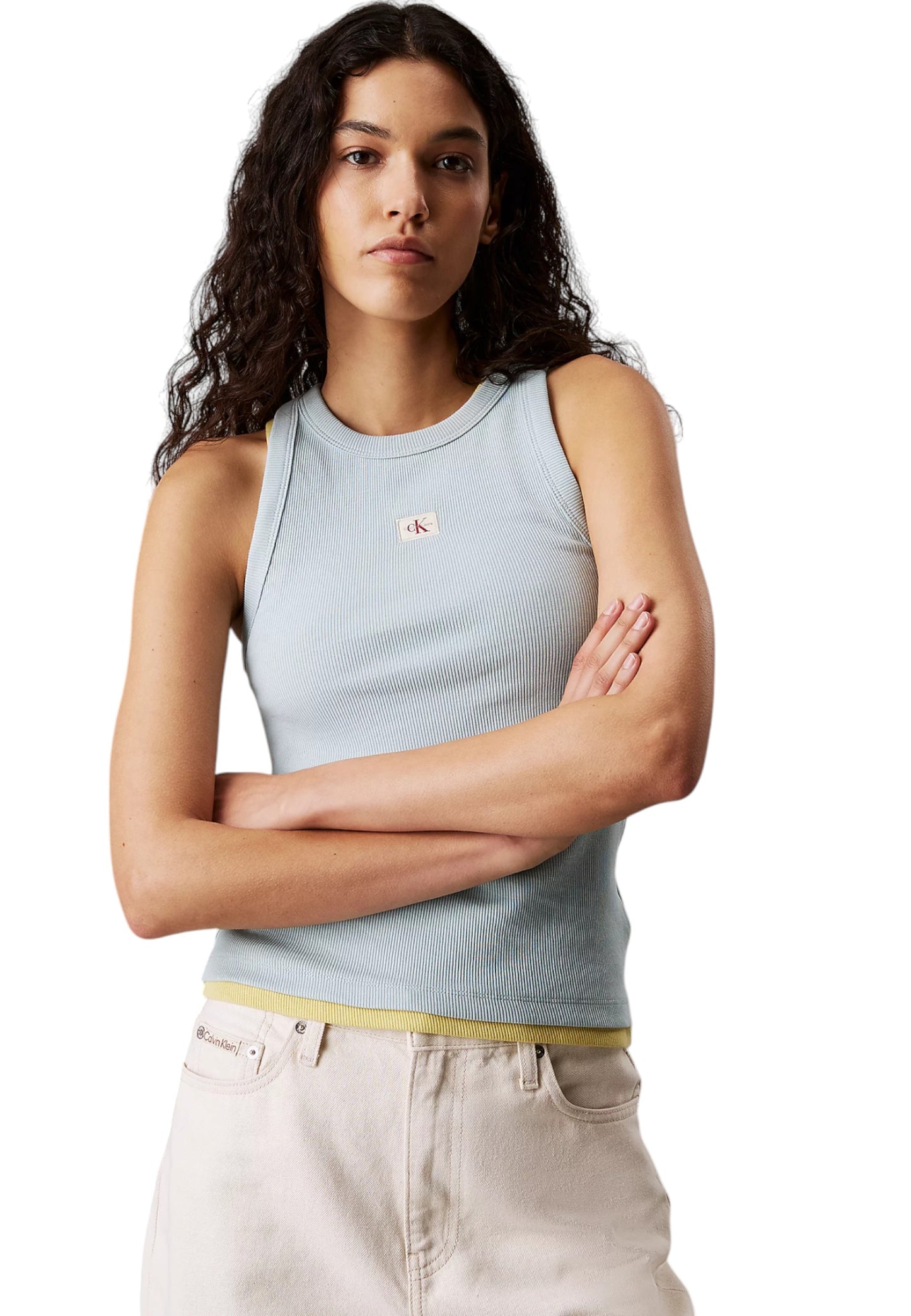 Top Donna Calvin klein Jeans Woven Label Rib