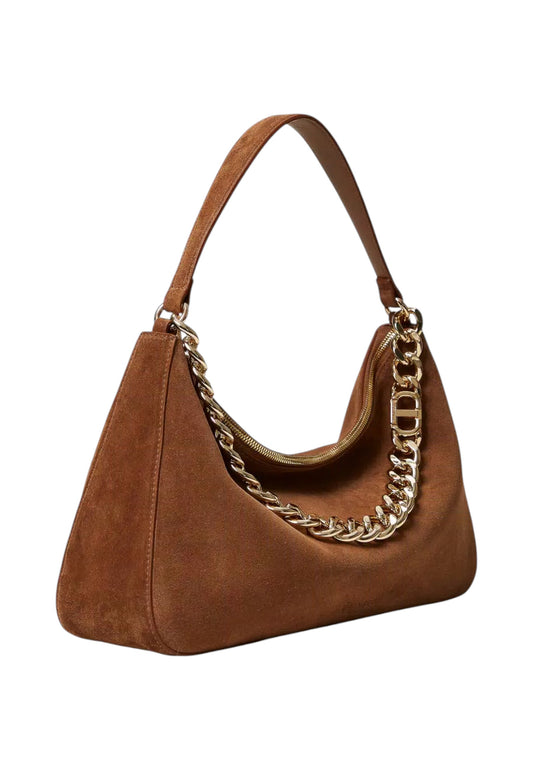 Borsa A Spalla Donna Twinset Grande In Camoscio Manico In Catena Logo 252TB7162