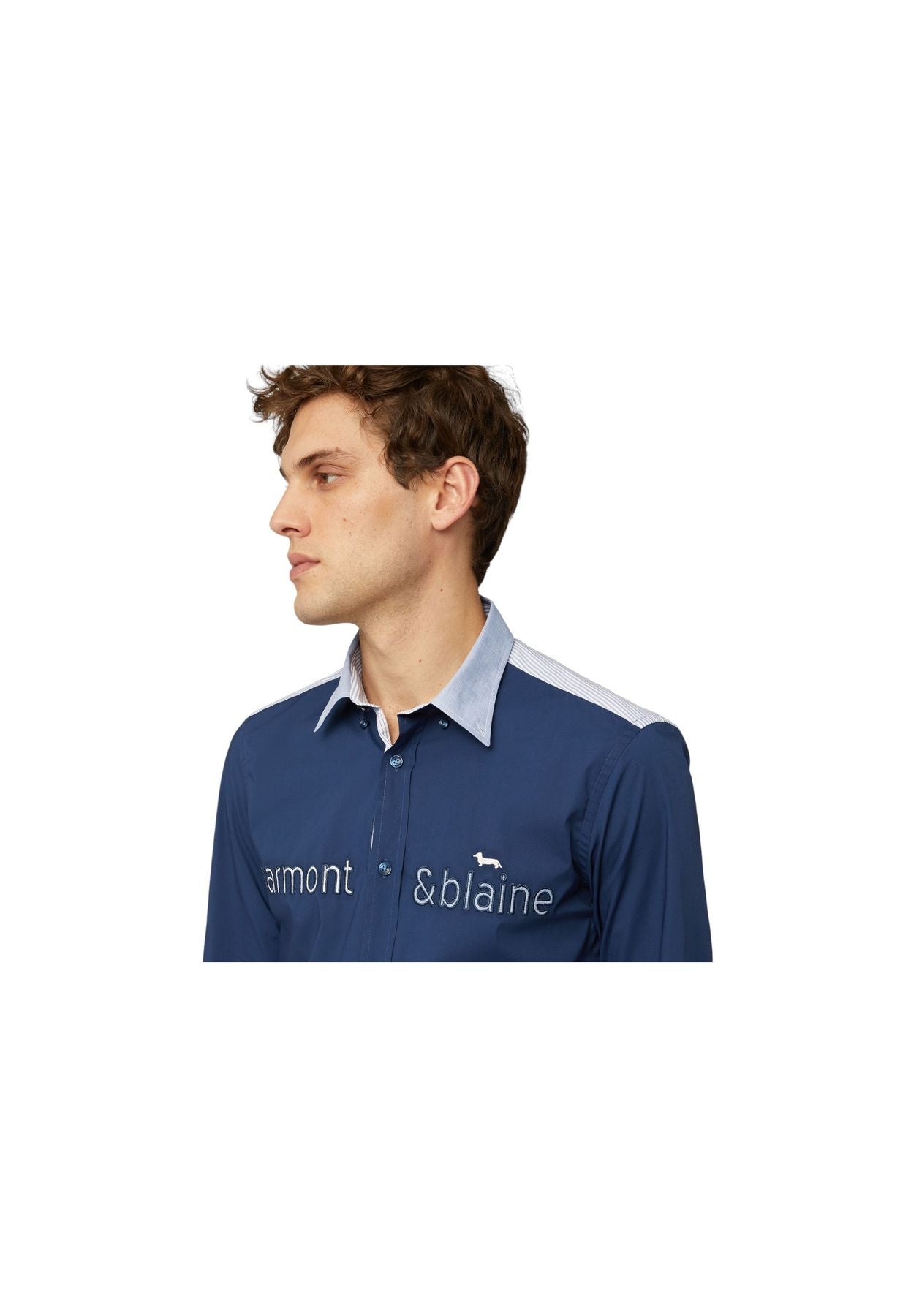 Camicia Manica lunga Uomo Harmont & Blaine Stretch Con Lettering Applicato CNL998012523M