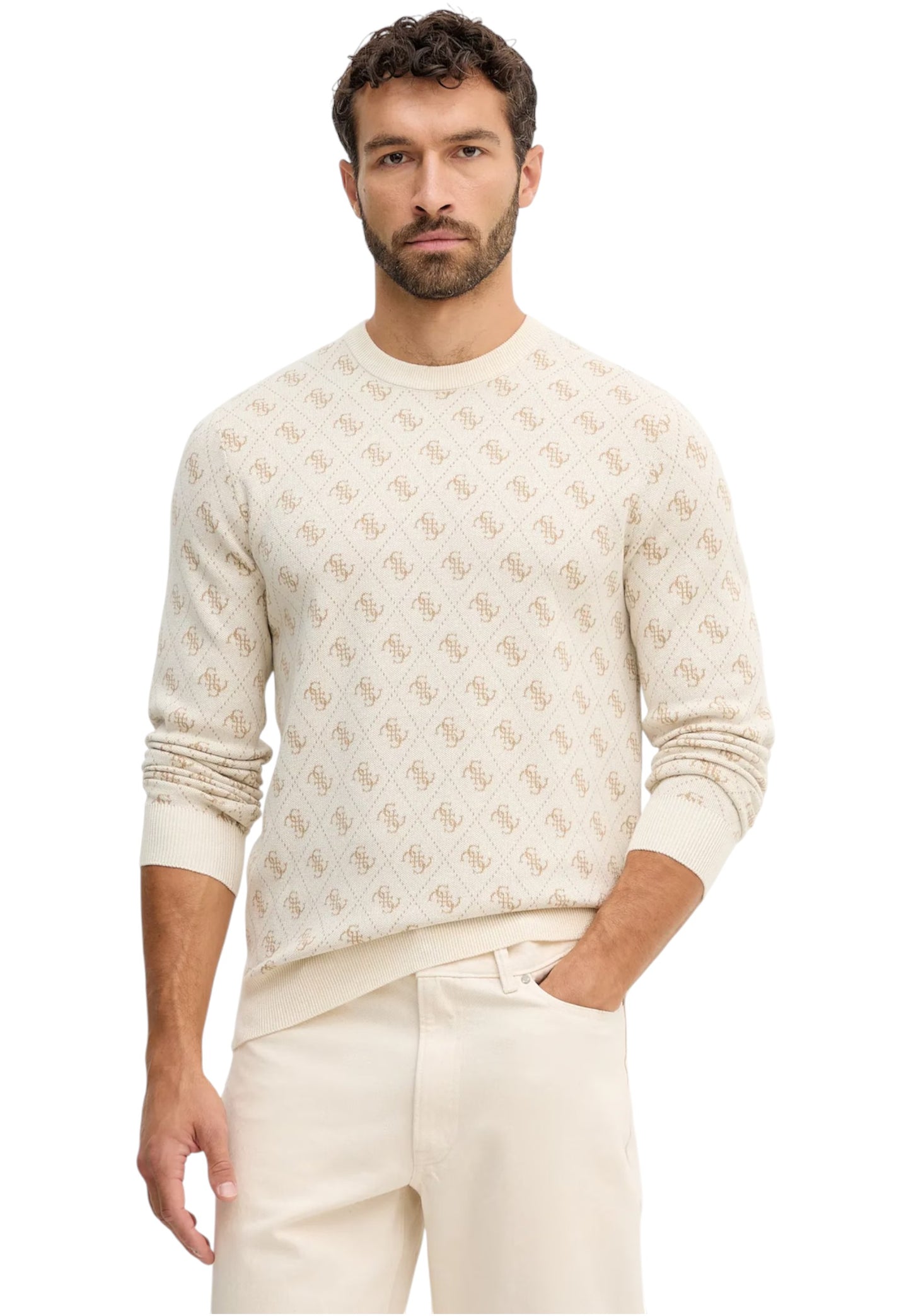 Maglione A Girocollo Uomo Guess Humbert 4G Logo M5YR10Z3OE2