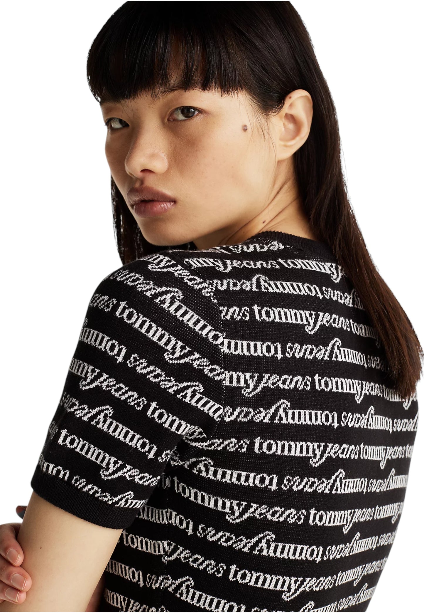 Vestito Corto Donna Tommy Jeans In Maglia Tjw Script Aop
