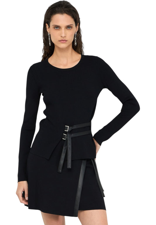 Maglia A Girocollo Donna Liu Jo Con Fibbie  MF5042MS55N