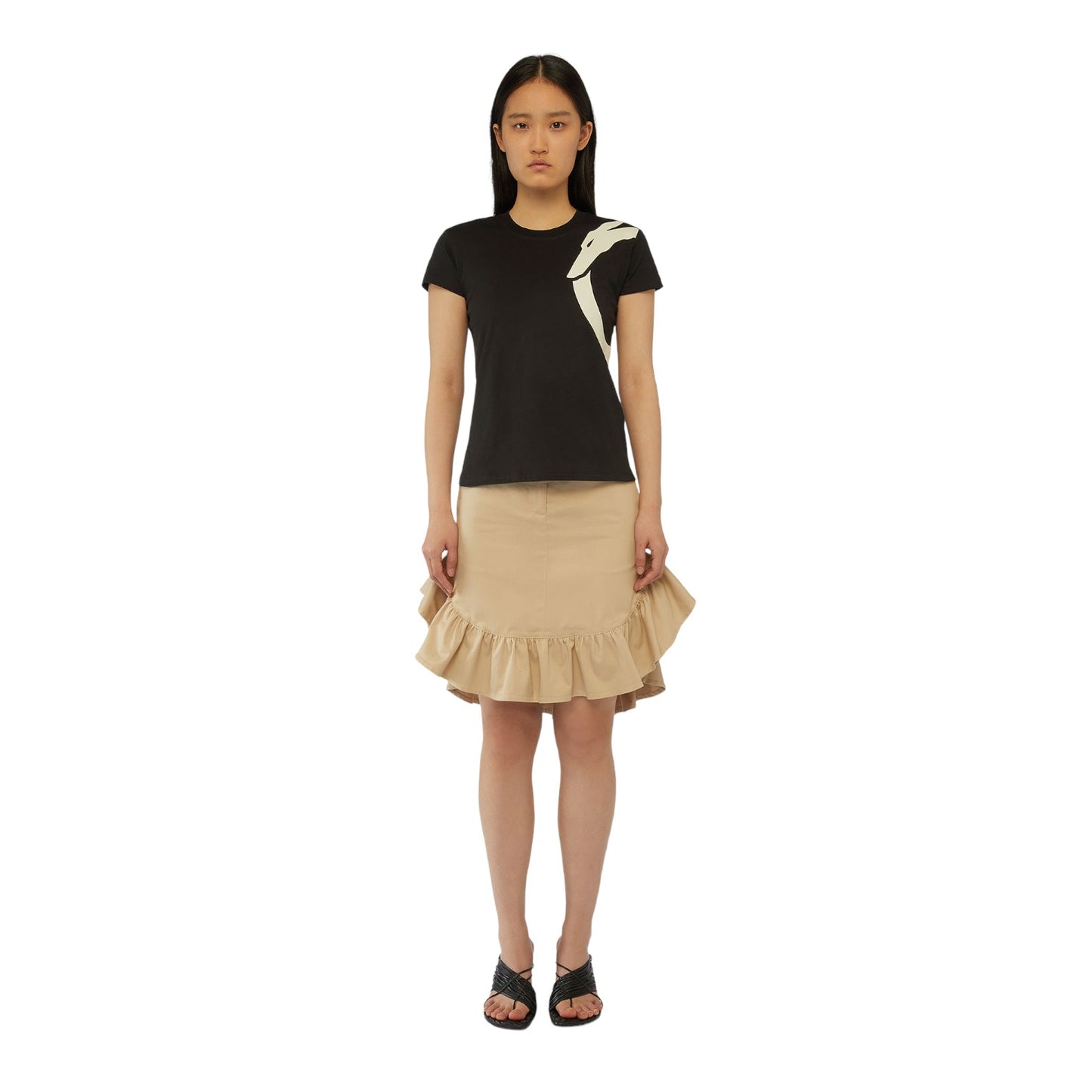 T-Shirt Manica Corta Donna Trussardi Greyhound Shoulder Print Cotton Jersey 30/1 56T00564-1T005381