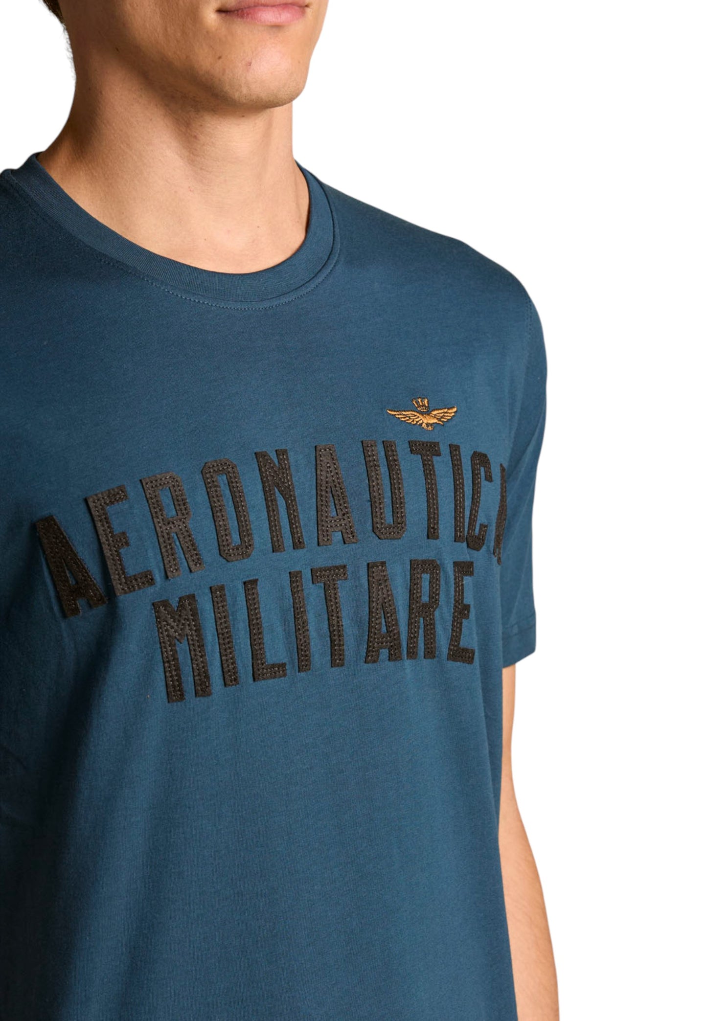 T-Shirt Manica Corta Uomo Aeronautica Militare Con Logo In Feltro 252TS2478UJ00641