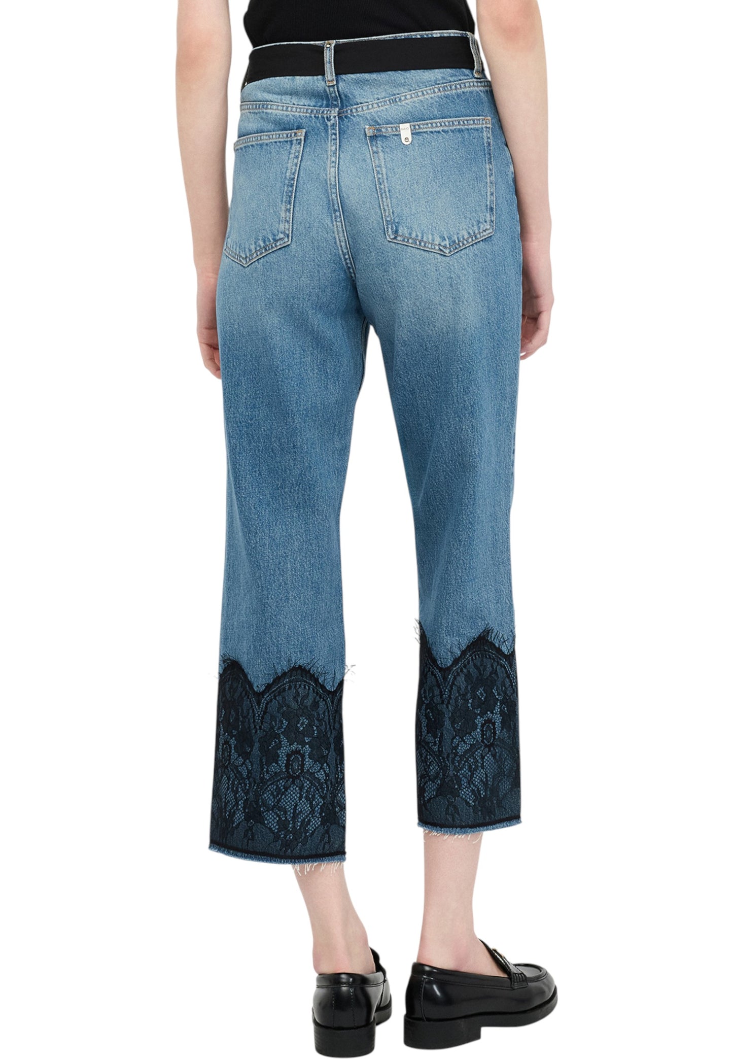 Jeans Straight Fit Donna Liu Jo Vita Regular Dettagli In Pizzo Belt UF5212D0280