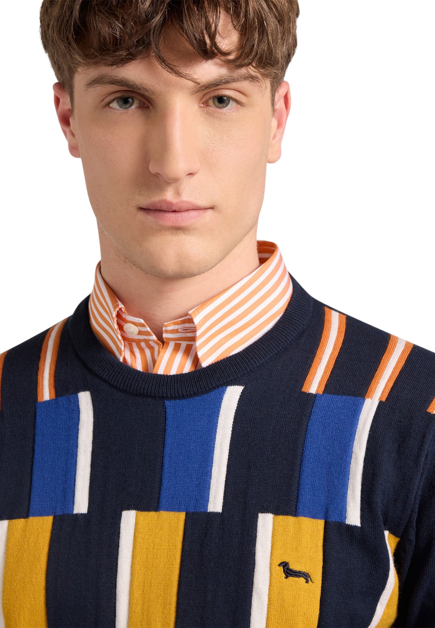 Maglione A Girocollo Uomo Harmont & Blaine Pull Righe Jaquard Verticali Davanti HRP825030788