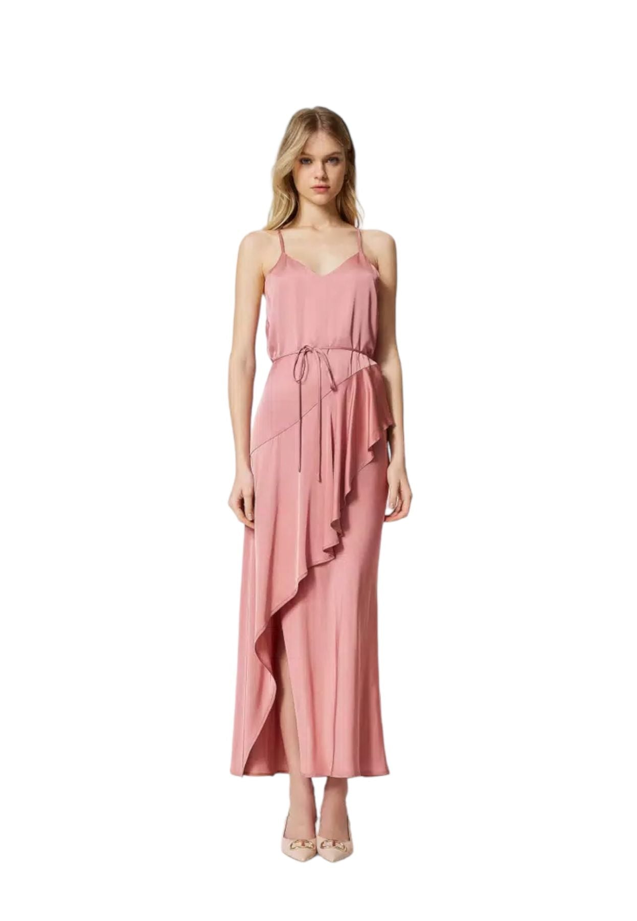 Vestito Lungo Donna Twinset Con Spalline E Spacco Romantic Satin 231TP2430