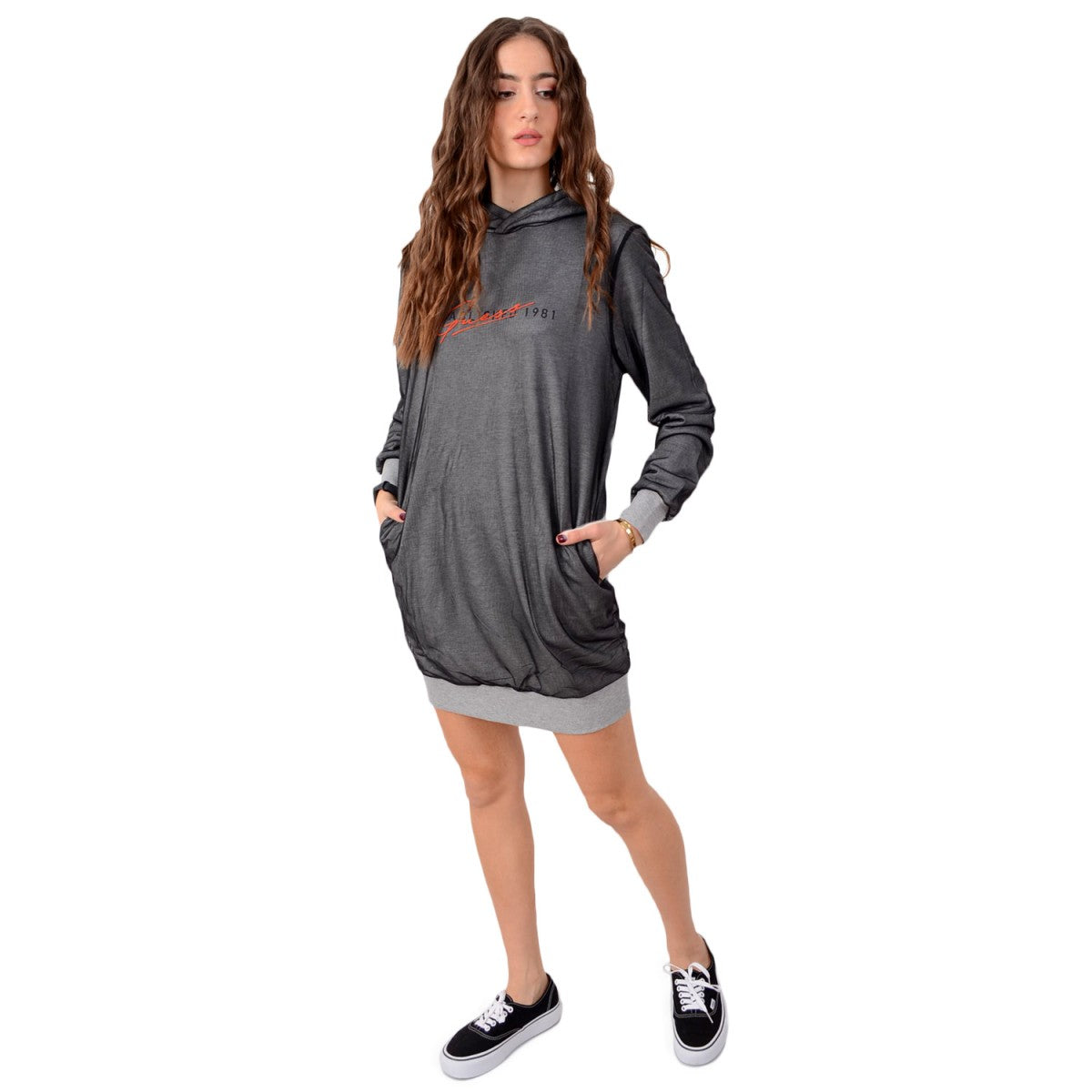 Felpa Con Cappuccio Donna Guess W0BQ63K8800