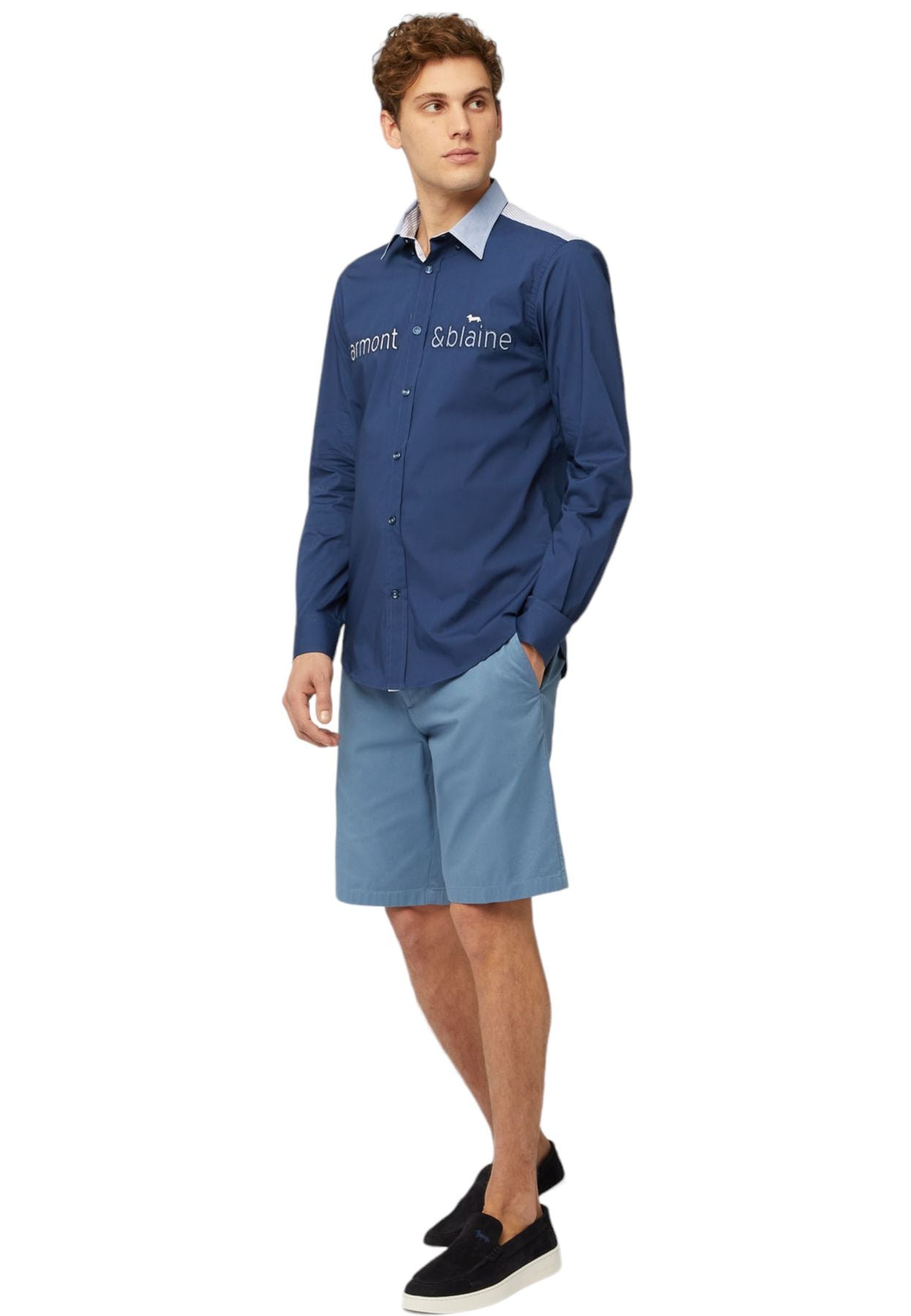 Camicia Manica lunga Uomo Harmont & Blaine Stretch Con Lettering Applicato CNL998012523M