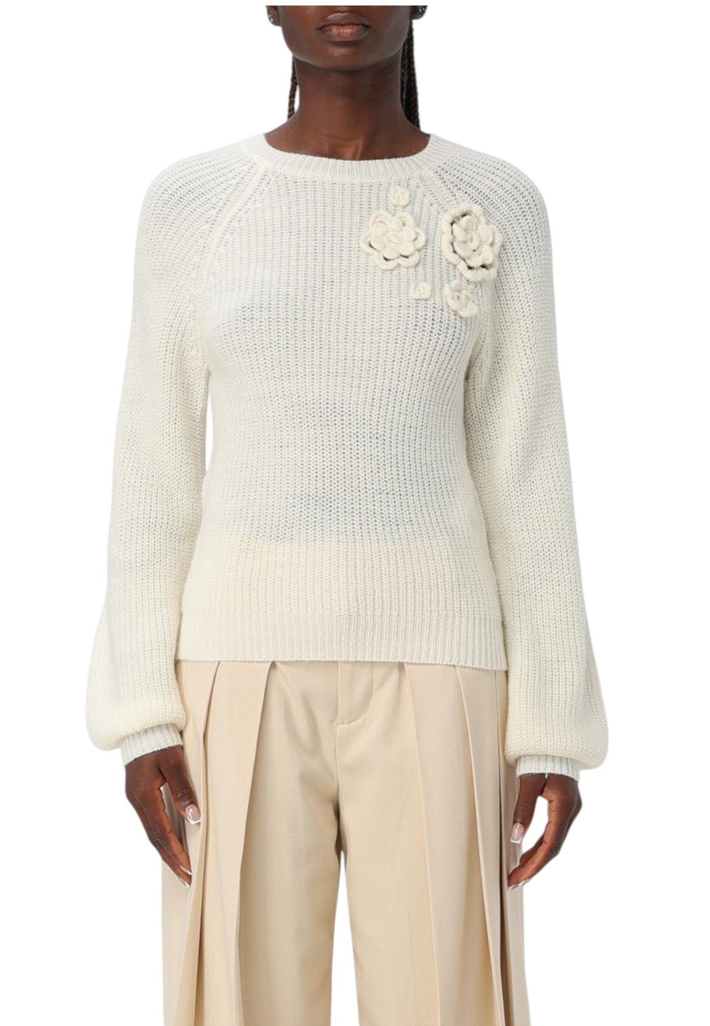 Maglione A Girocollo Donna Twinset In Maglia Ricamato 242TP3580