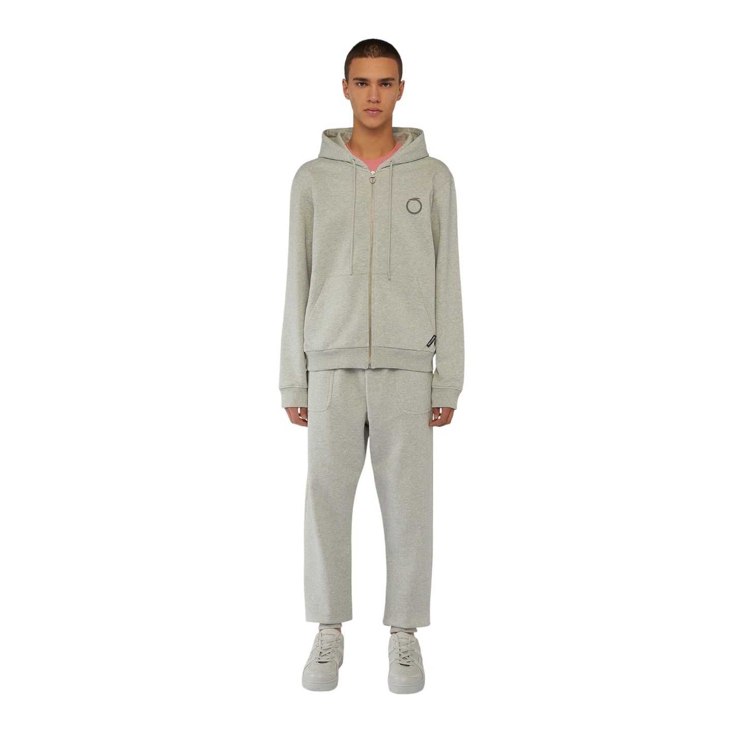 Felpa Con Zip Uomo Trussardi Con Cappuccio Small Greyhound Print Melange Cotton Medium Weight 52F00301-1T006317