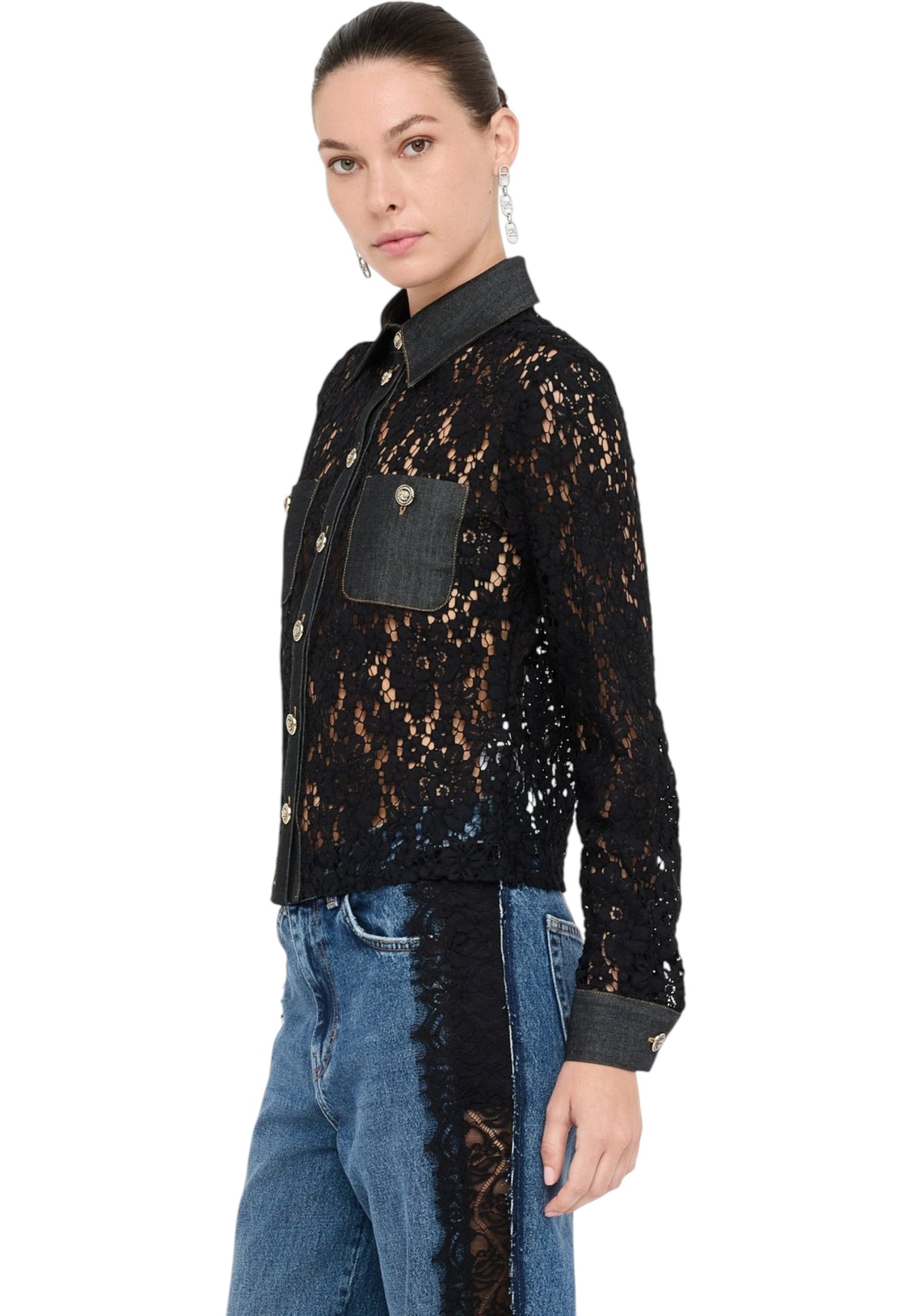 Camicia Manica lunga Donna Liu Jo Cropped In Pizzo UF5169J4078