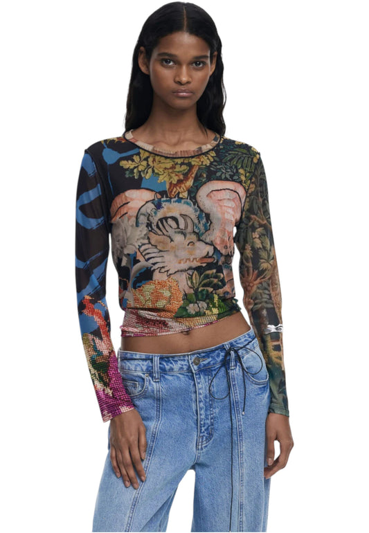 T-Shirt Donna Desigual Ts Dragon Lacroix 25WWTK39