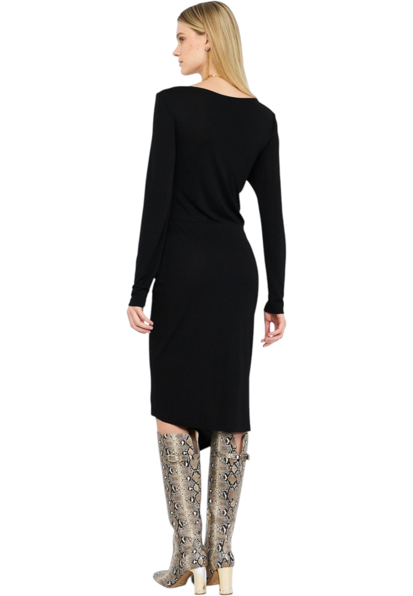 Vestito Midi Donna Liu Jo Drappeggiato Con Dettaglio Gioiello Con Perla CF5365J4958