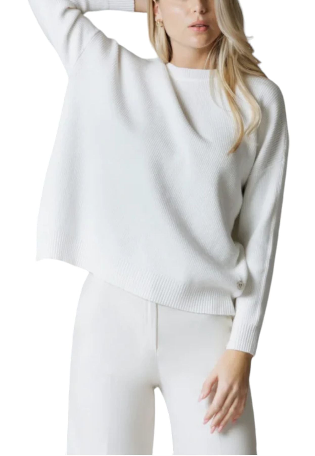 Maglione A Girocollo Donna White Wise Over Maglia Inglese WW18162