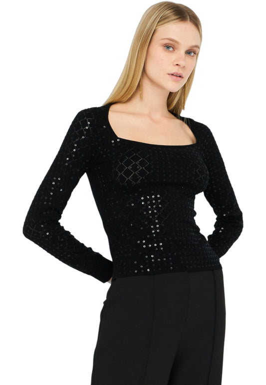 Maglia  Donna Liu Jo Con Paillettes  CF5027MS18F