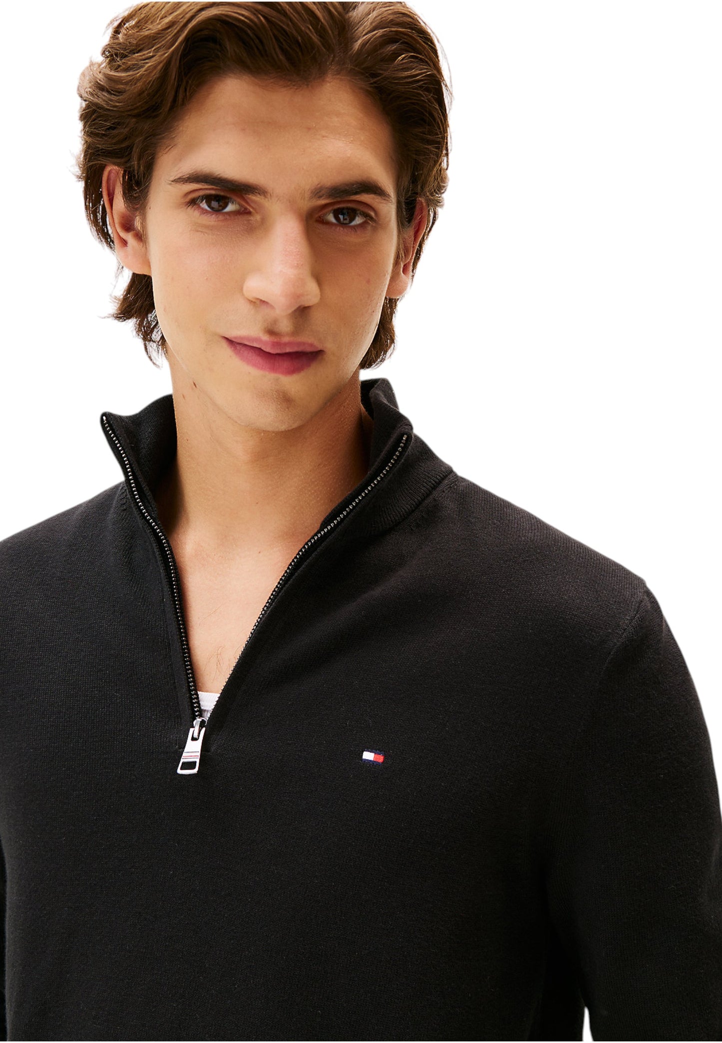 Maglione Collo Alto Uomo Tommy Hilfiger Con Mezza Zip Organic Cotton Cashmere Pima MW0MW28049