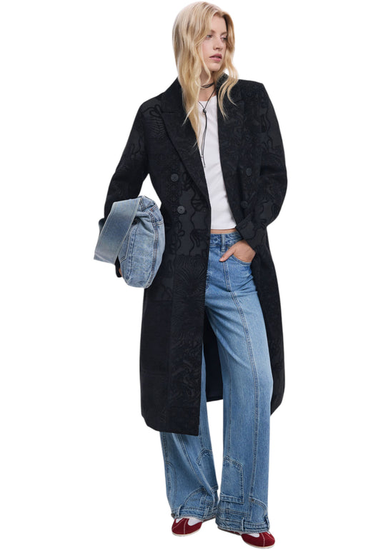 Cappotto Donna Desigual Patch Black 25WWEW16