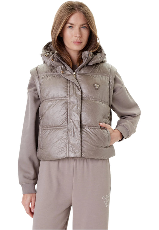 Gilet Con Cappuccio Donna Guess Crop Ernestine W5YL11WHDO2