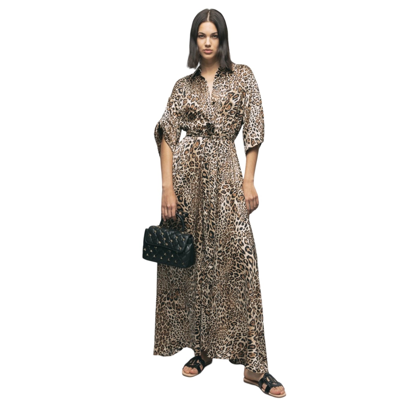 Vestito Lungo Donna Gaelle Maculato Chemisier Lungo In Twill Con Flag Logo GBDP16563