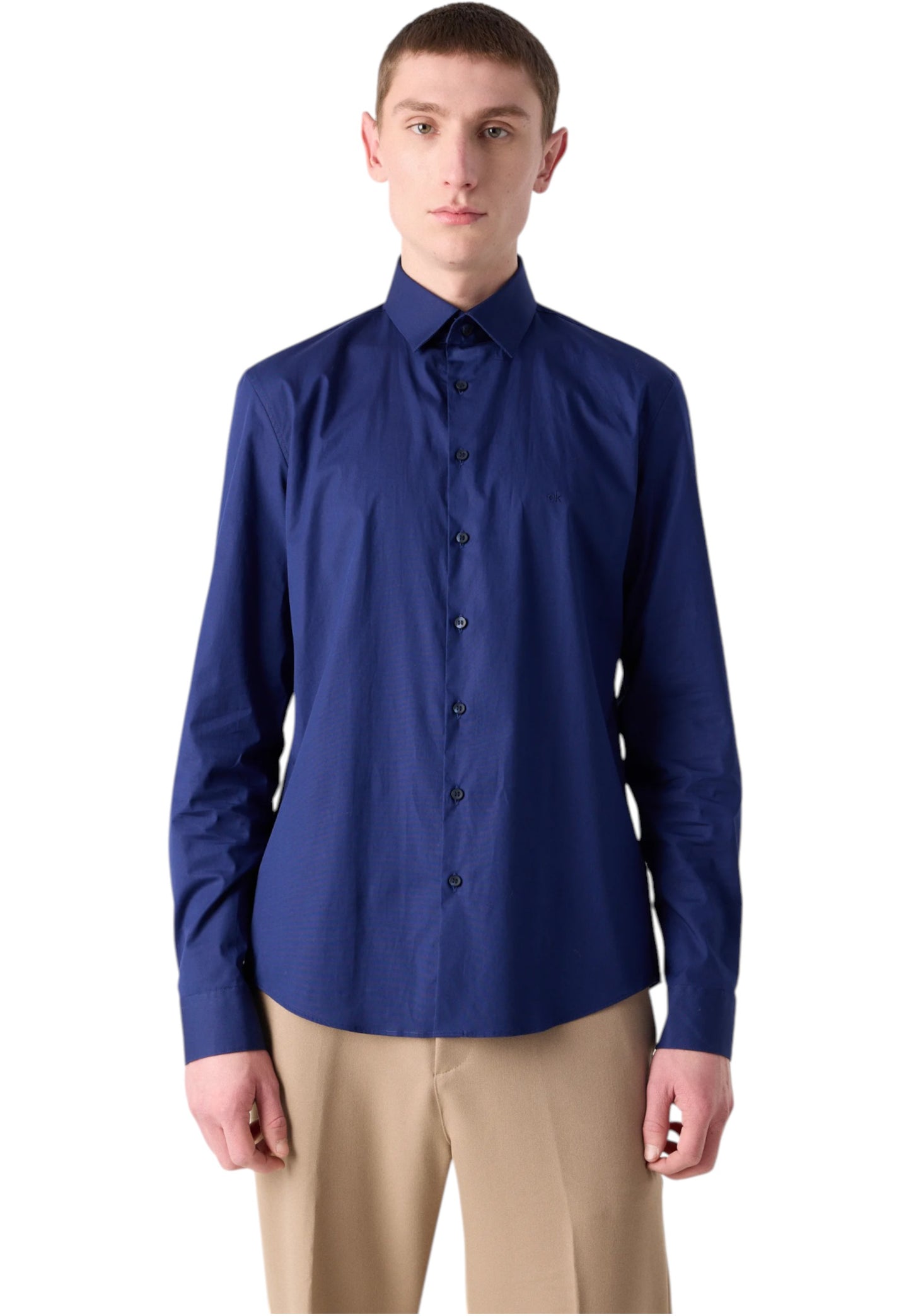 Camicia Manica lunga Uomo Calvin klein  Poplin Stretch Slim