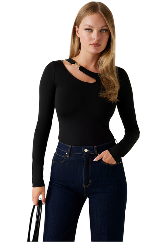 T-Shirt Manica lunga Donna Guess Eleanor Buckle W5BP18KC7M2