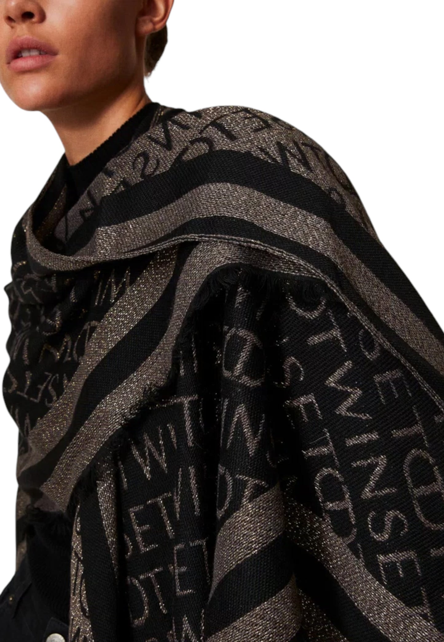 Poncho Donna Twinset In Tessuto Con Logo Jacquard 242TO504A