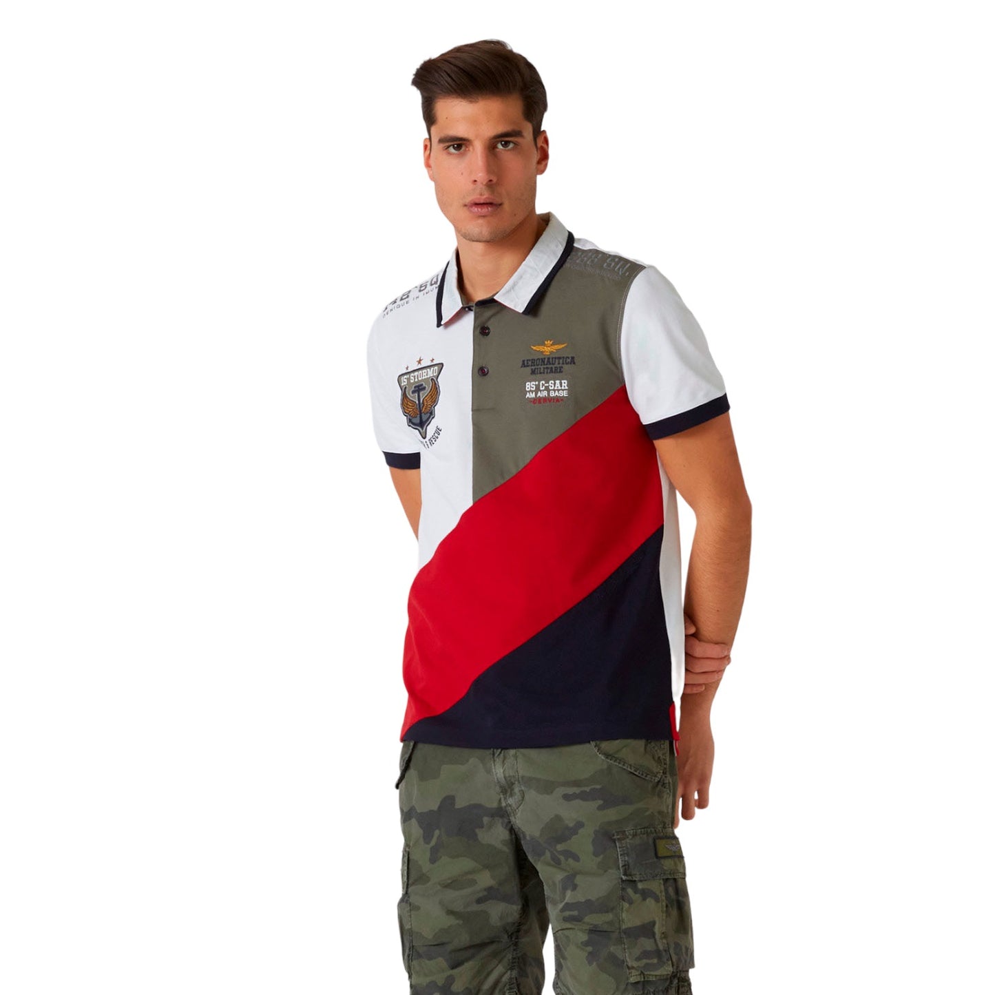 Polo Manica Corta Uomo Aeronautica Militare Color-Block 15 Stormo 231PO1688P199