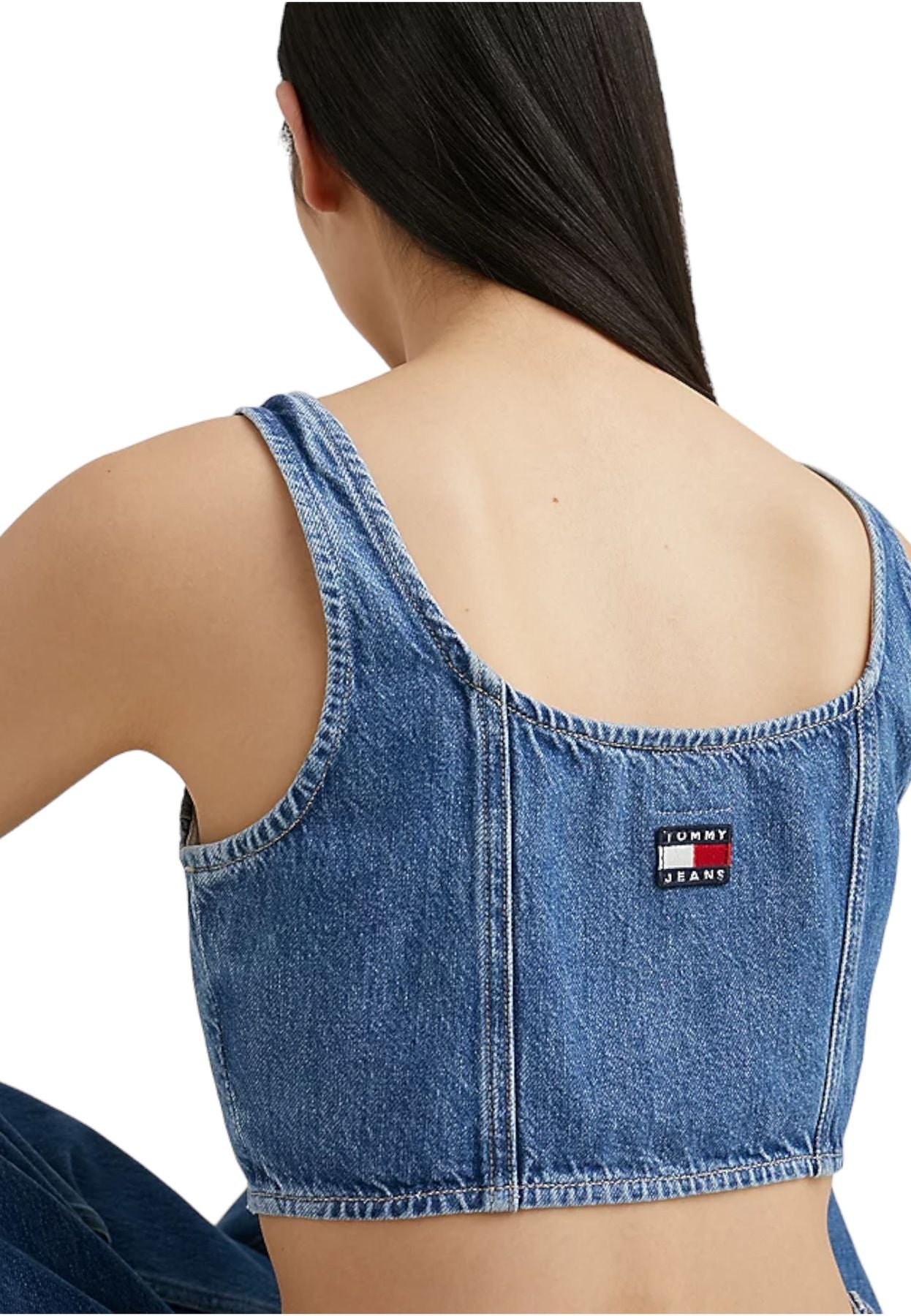 Top Senza Maniche Donna Tommy Jeans In Jeans Cropped Top Bf Bg5031 DW0DW15646