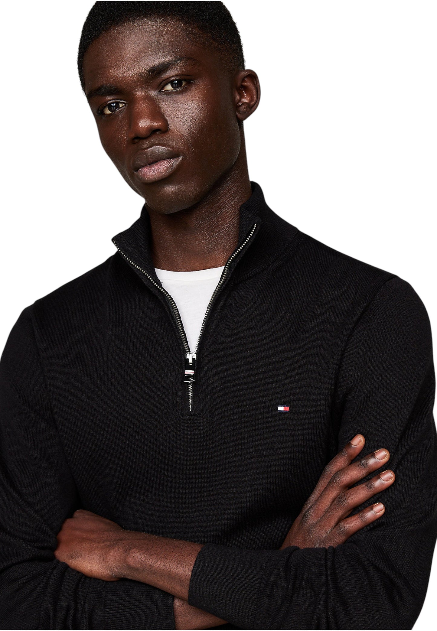 Maglione Collo Alto Uomo Tommy Hilfiger Con Mezza Zip Organic Cotton Cashmere Pima MW0MW28049