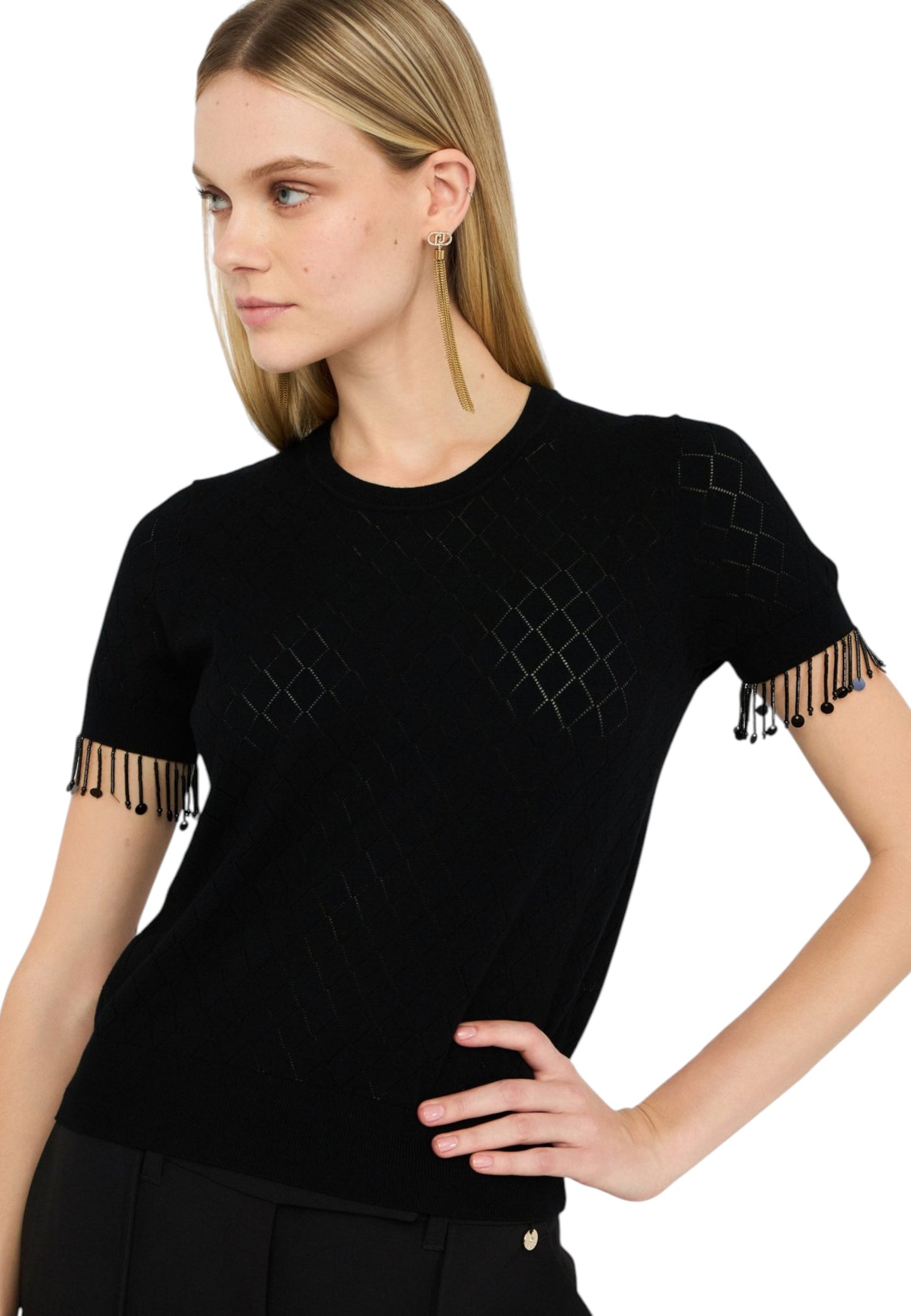 T-Shirt Manica Corta Donna Liu Jo In Maglia CF5005MS18F