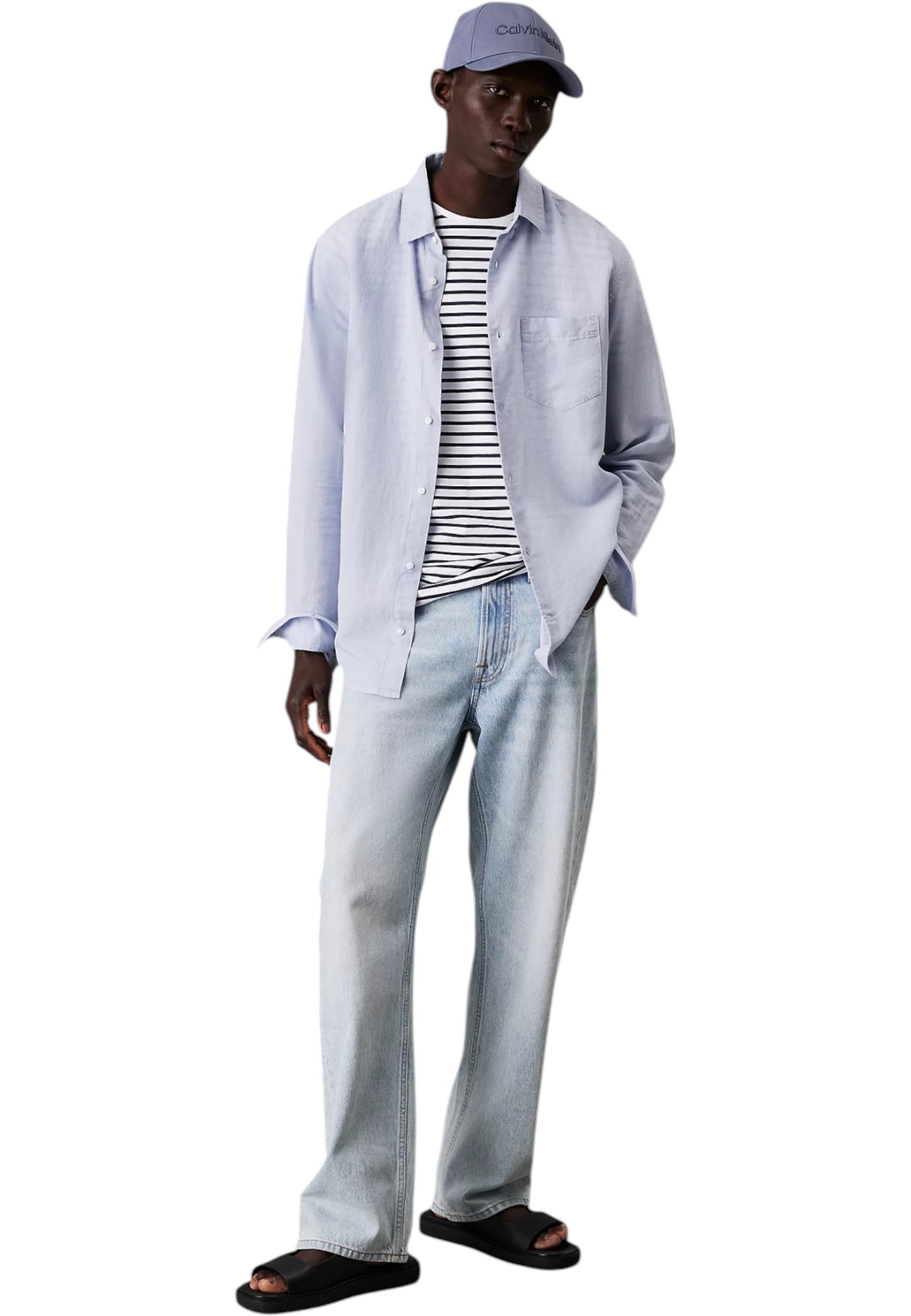 Camicia Manica lunga Uomo Calvin klein  Linen Cotton Regular