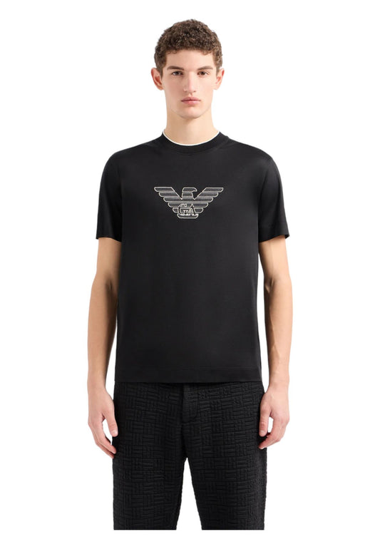 T-Shirt Manica Corta Uomo Emporio Armani Con Logo Ricamato In Rilievo Aquila 3D1TD41JUVZ