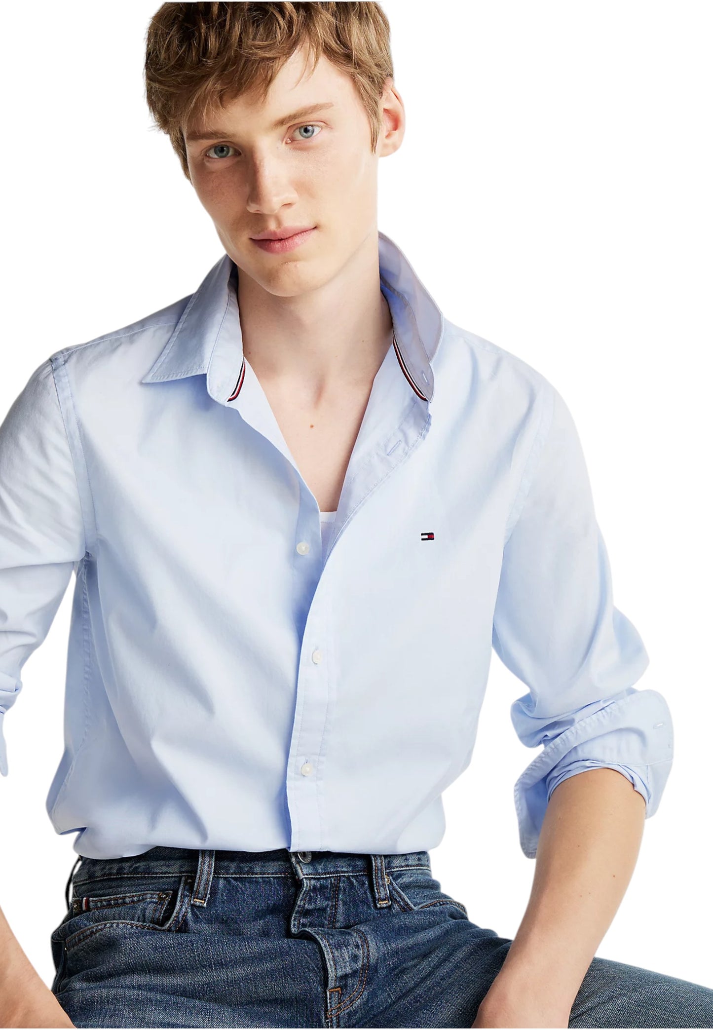 Camicia Manica lunga Uomo Tommy Hilfiger  Flex Poplin Kent Col