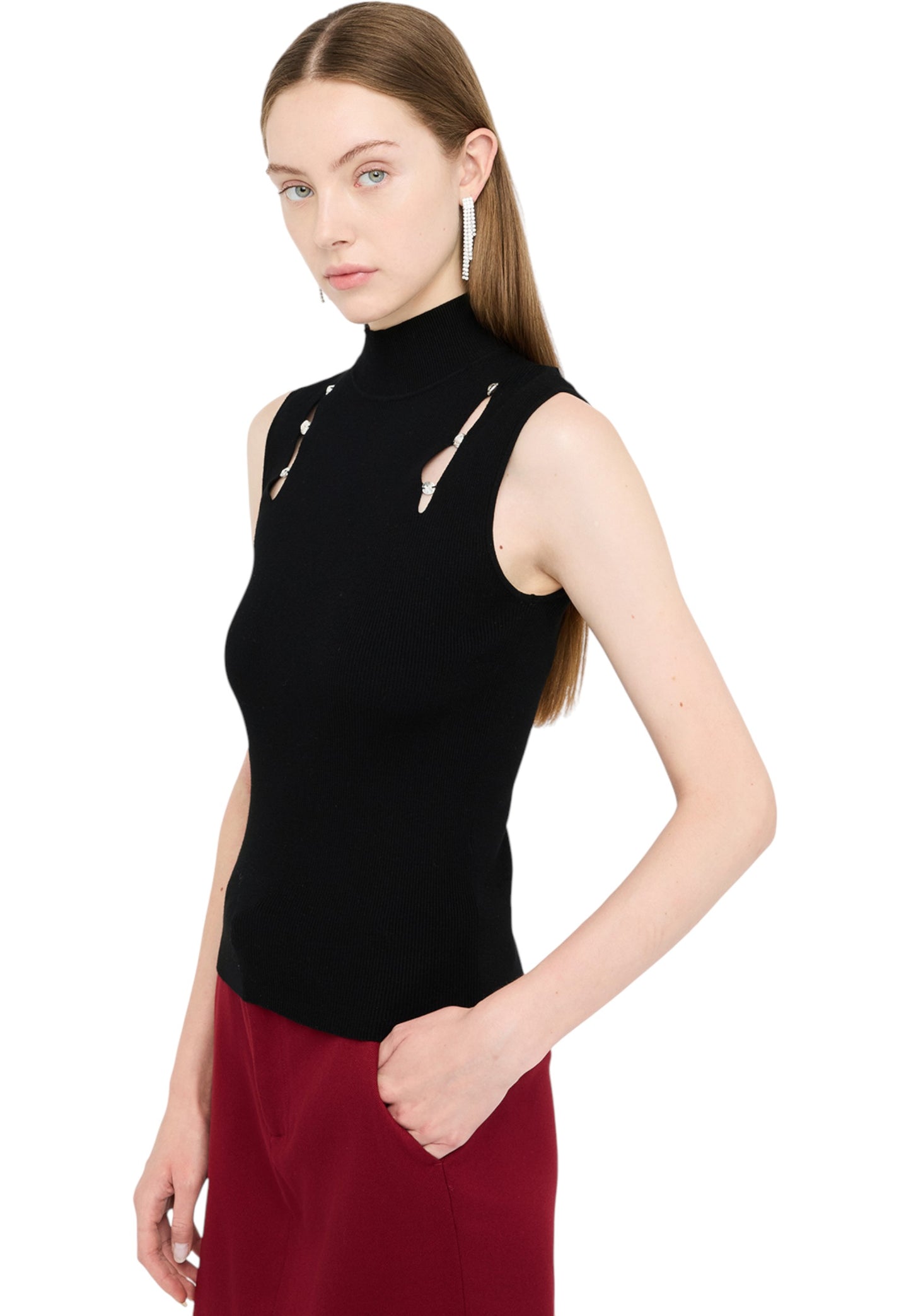 Maglia Collo Alto Donna Liu Jo Senza Maniche MF5033MS99E