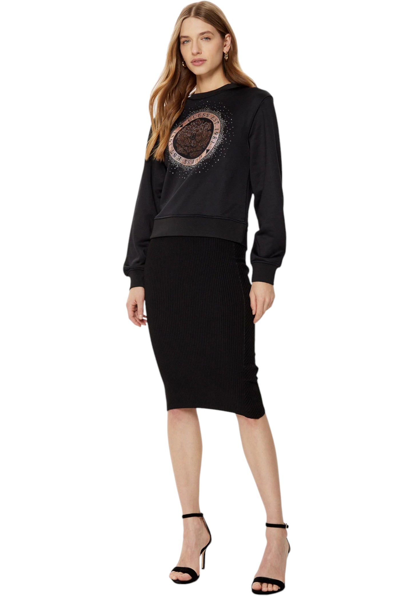 Felpa A Girocollo Donna Guess Peony Logo