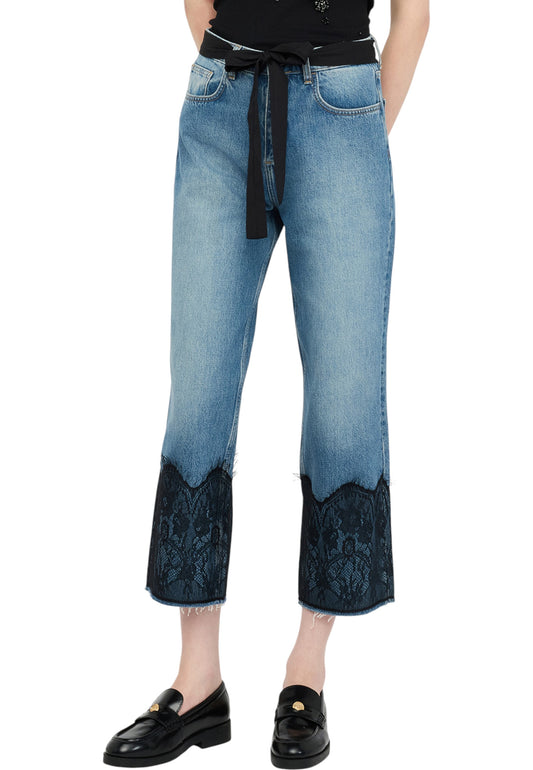 Jeans Straight Fit Donna Liu Jo Vita Regular Dettagli In Pizzo Belt UF5212D0280