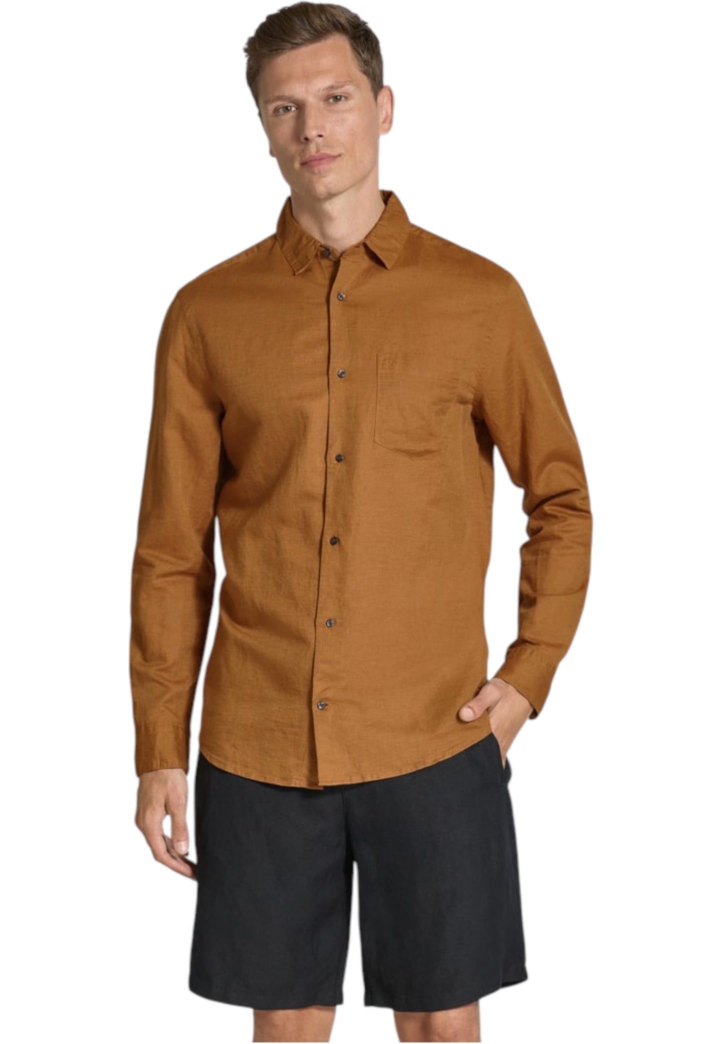 Camicia Manica lunga Uomo Calvin klein  Linen Cotton Regular